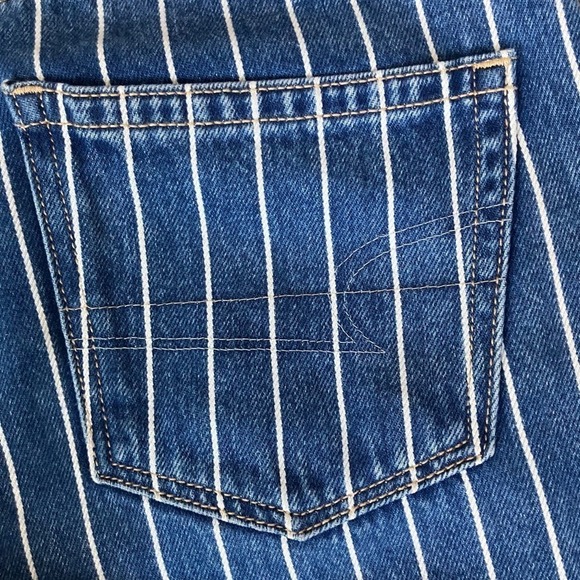 American Eagle High Rise Mom Jean Carpenter Painter Stripe Size 0 SHORT - Picture 3 of 5